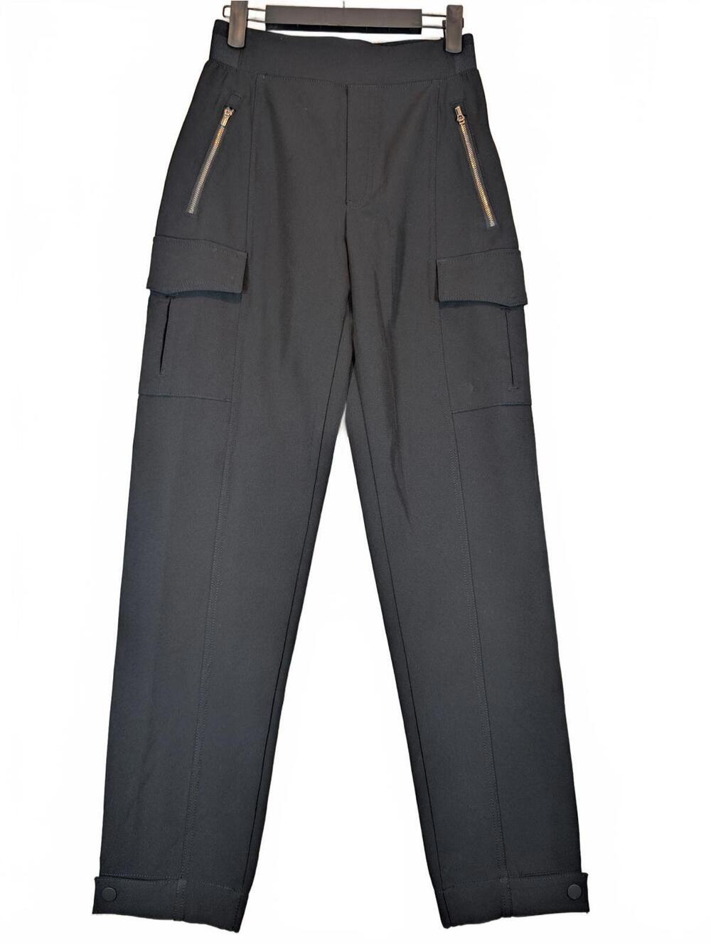 Athleta Black Cargo Utility Pants Zipper Pockets Womens Size 0 Slim Leg 26x28